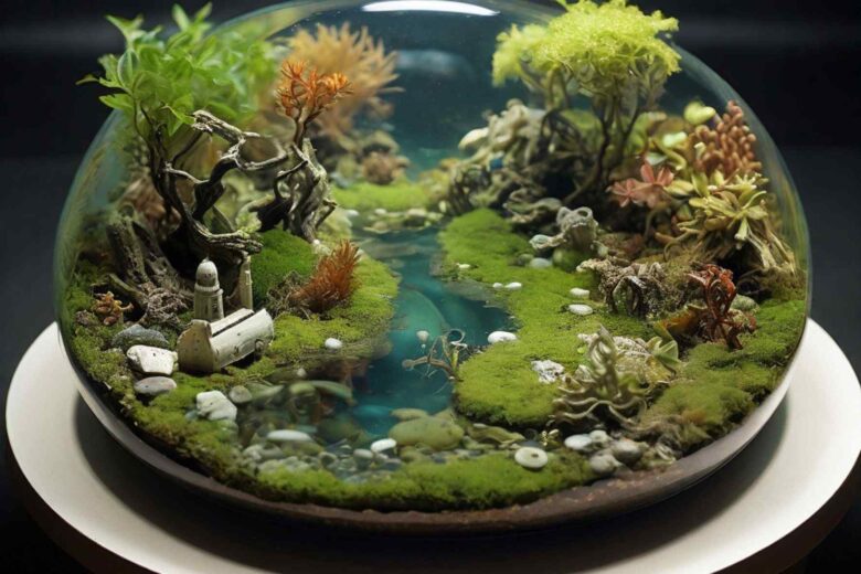 um habitat aquático em miniatura